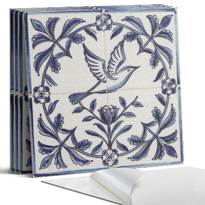 Dekorativní panel na zeď kvadratový Motiv ptáka mezi rostlinami