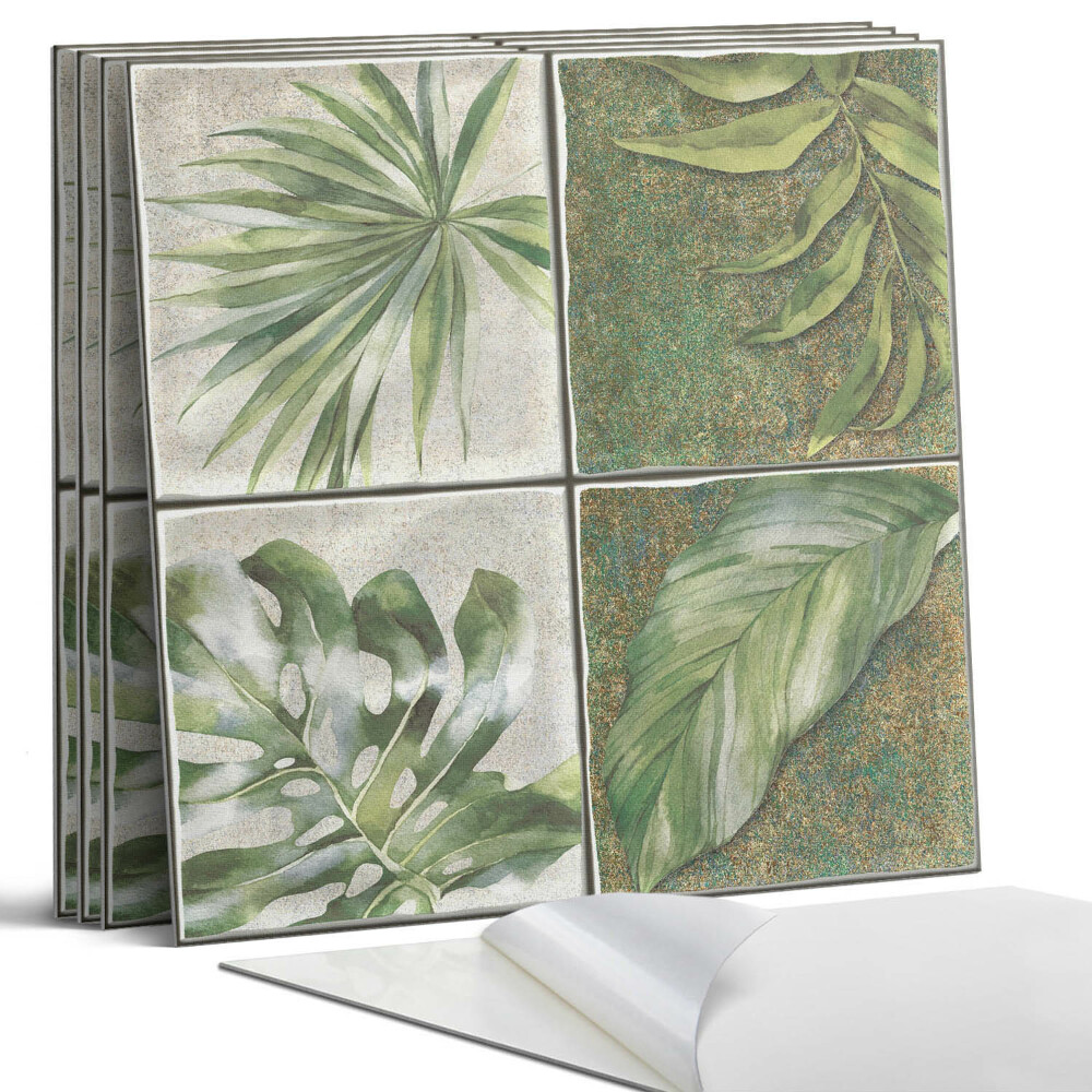 Dekorativní panel na zeď kvadratový Listí na dlaždicích