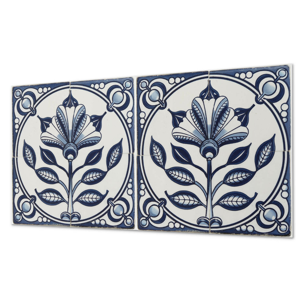 Pvc panel do koupelny Květinový motiv na dlaždici