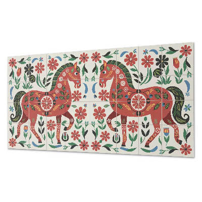 Dekorativní panel na zeď Květinový motiv s koněm