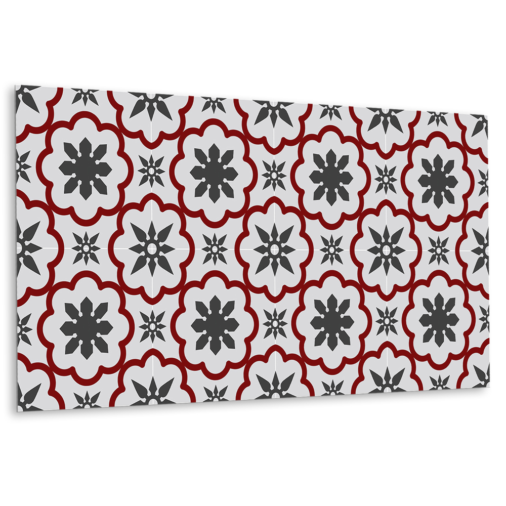 Vinylový nástěnný panel Květinový vzor v odstínech šedé a červené