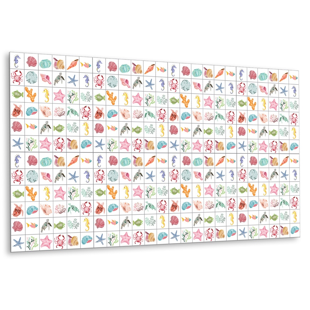 Obkladový panel na zeď Mořský motiv s mušlemi a zvířaty