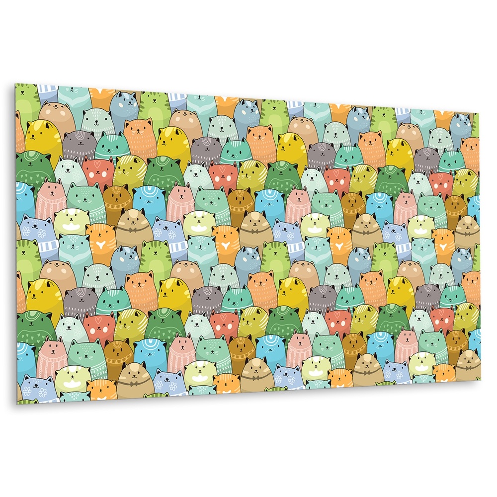 Vinylový nástěnný panel Veselé kočky v barevných vzorech