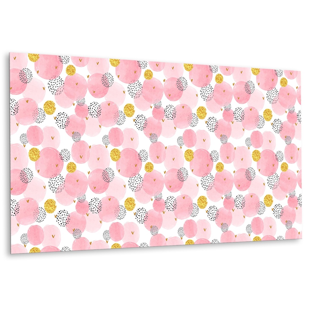 Obkladový panel na zeď Růžové kruhy se zlatými detaily