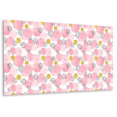 Obkladový panel na zeď Růžové kruhy se zlatými detaily