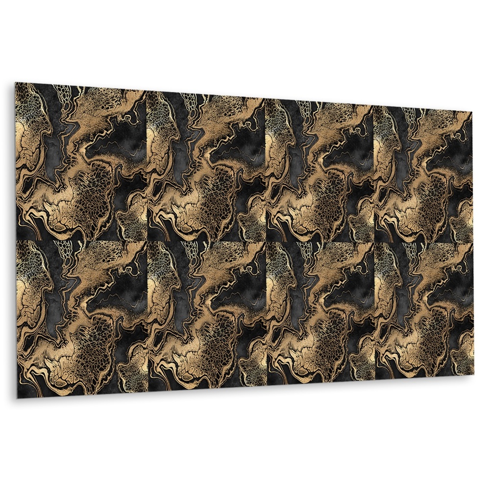 Vinylový nástěnný panel Zlaté žilkování na černém pozadí
