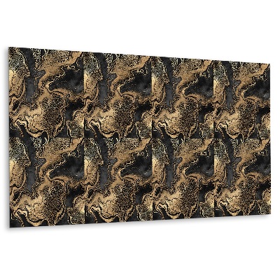 Vinylový nástěnný panel Zlaté žilkování na černém pozadí