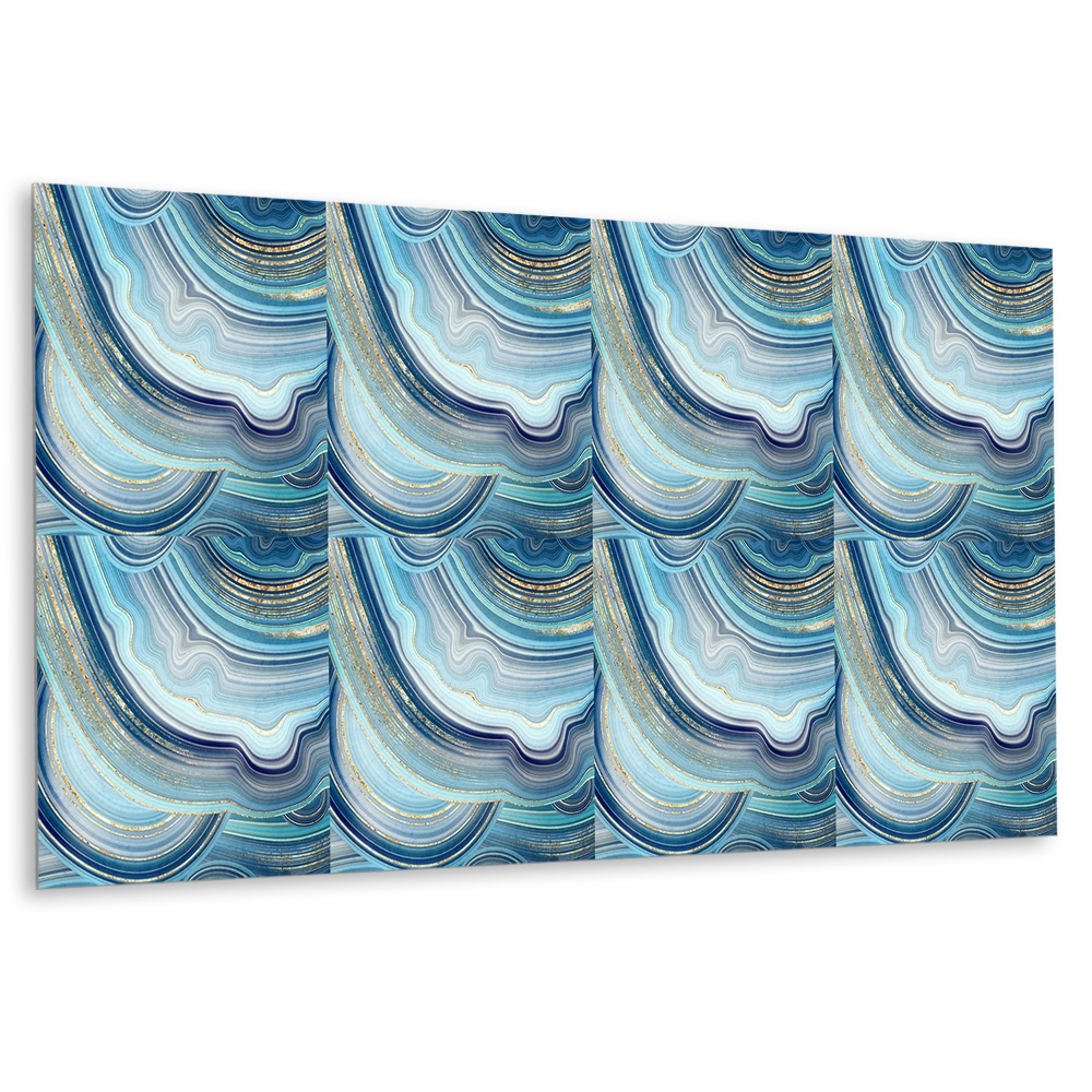Obkladový panel na zeď Abstraktní modré vlny se zlatými akcenty