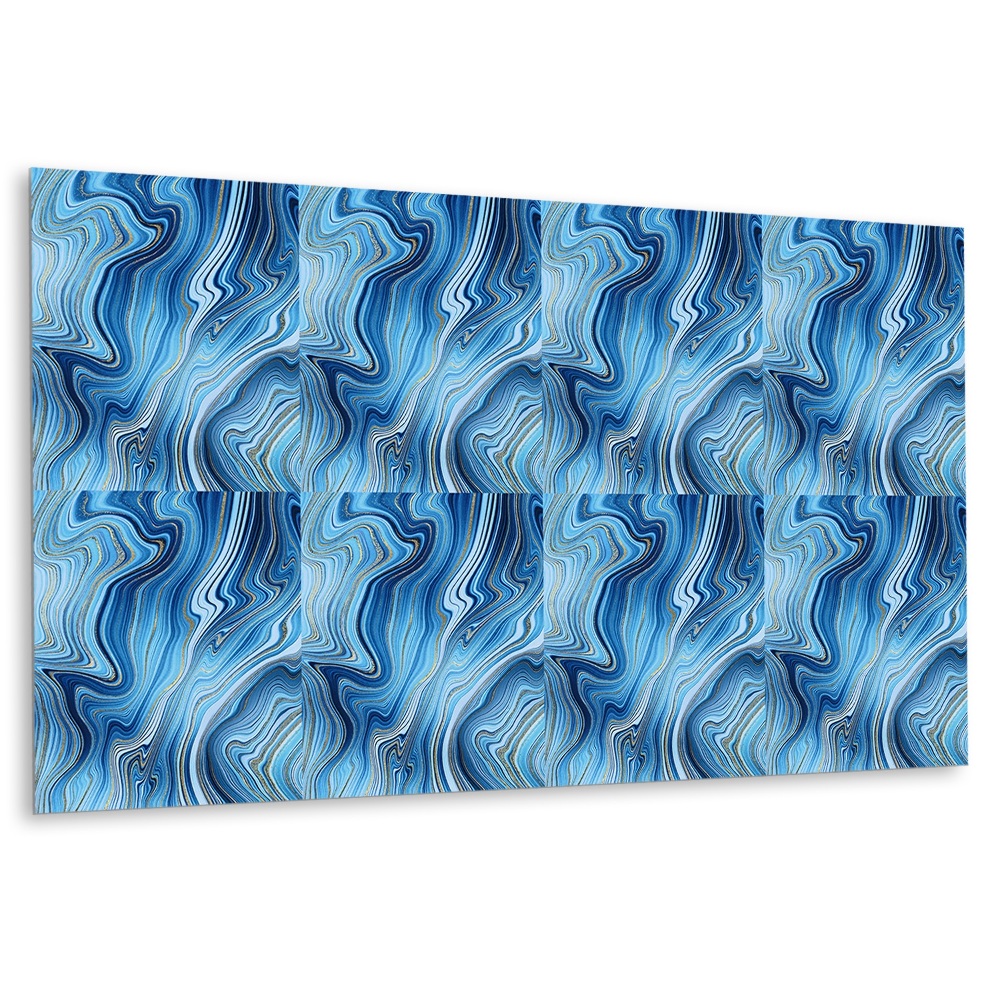 Obkladový panel pvc Modré mramorové vlny se zlatými akcenty