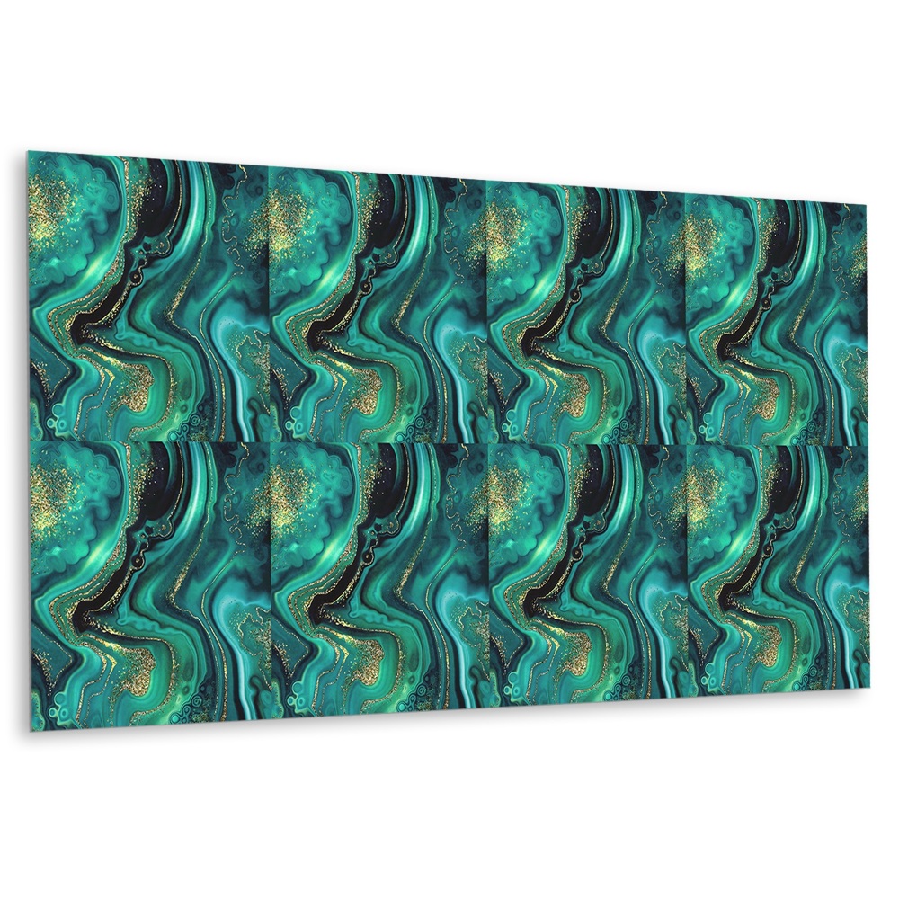 Vinylový nástěnný panel Zelený mramorovaný abstrakt s třpytkami