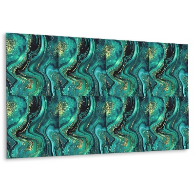 Vinylový nástěnný panel Zelený mramorovaný abstrakt s třpytkami