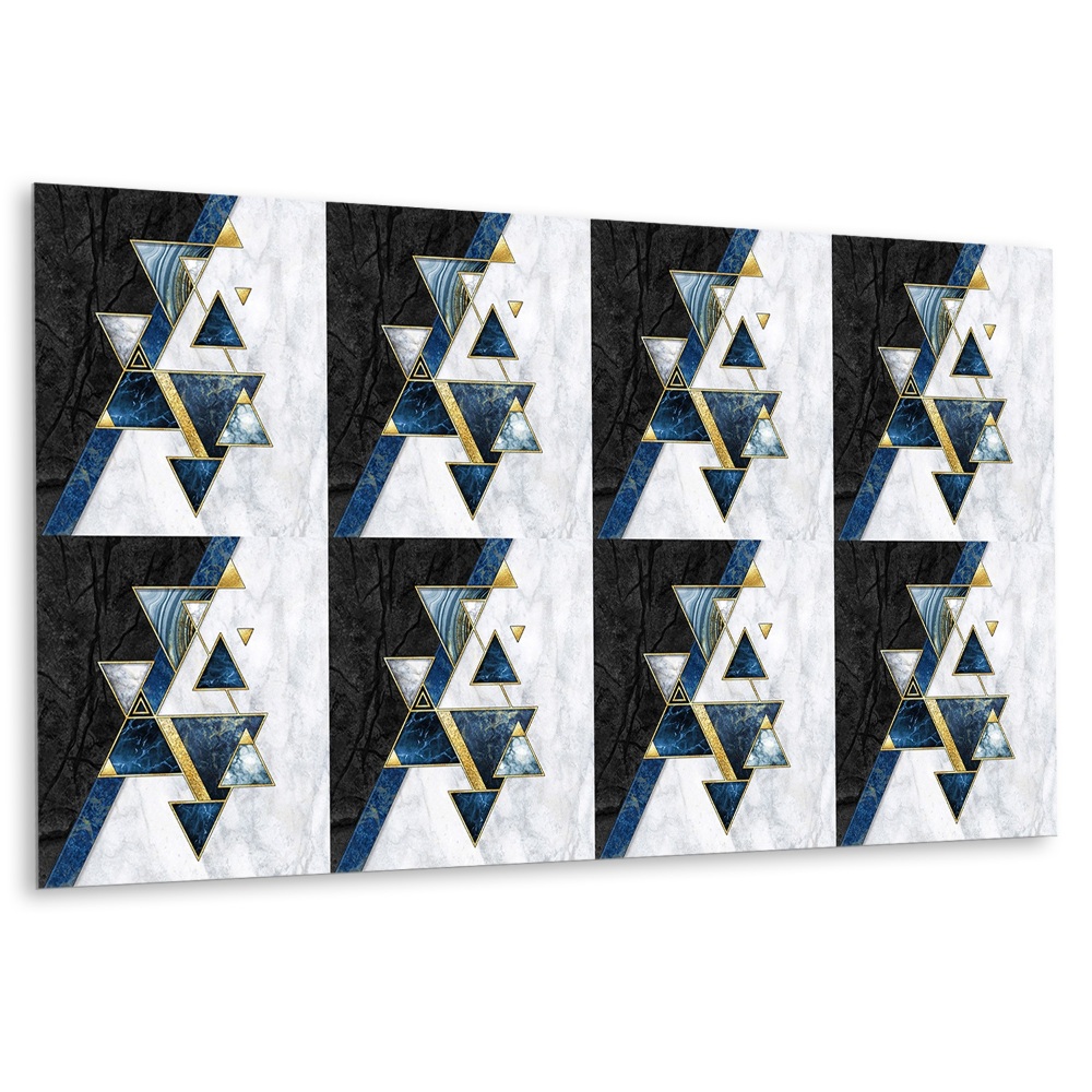 Obkladový panel na zeď Geometrie v odstínech tmavě modré a zlaté