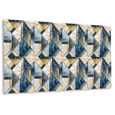 Panel na zeď Geometrický vzor s modrými a zlatými akcenty