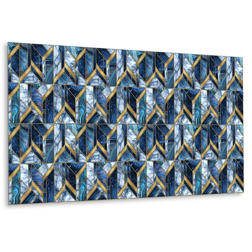 Obkladový panel na zeď Modré geometrické vzory se zlatými akcenty