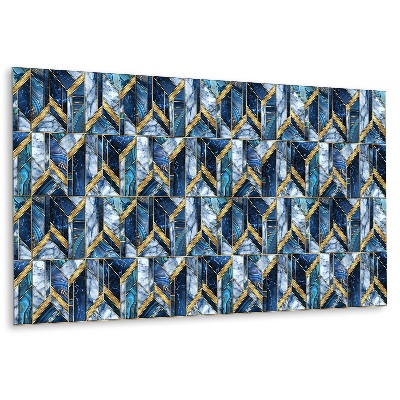 Obkladový panel na zeď Modré geometrické vzory se zlatými akcenty