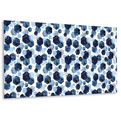 Vinylový nástěnný panel Modré šestiúhelníky se zlatými akcenty