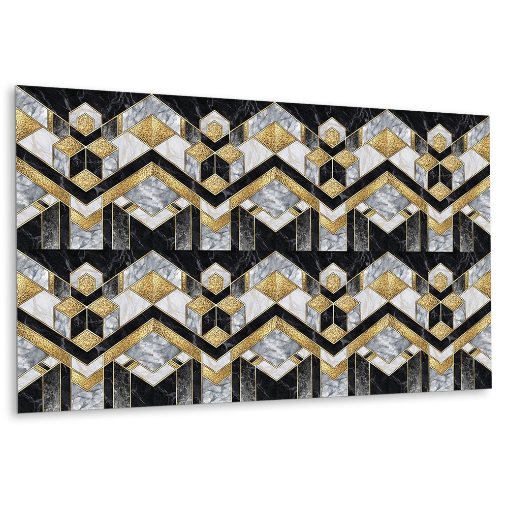 Vinylový nástěnný panel Geometrie v odstínech černé a zlaté