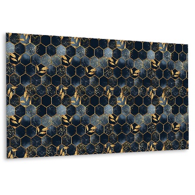 Obkladový panel na zeď Zlaté listy na tmavě modrém pozadí