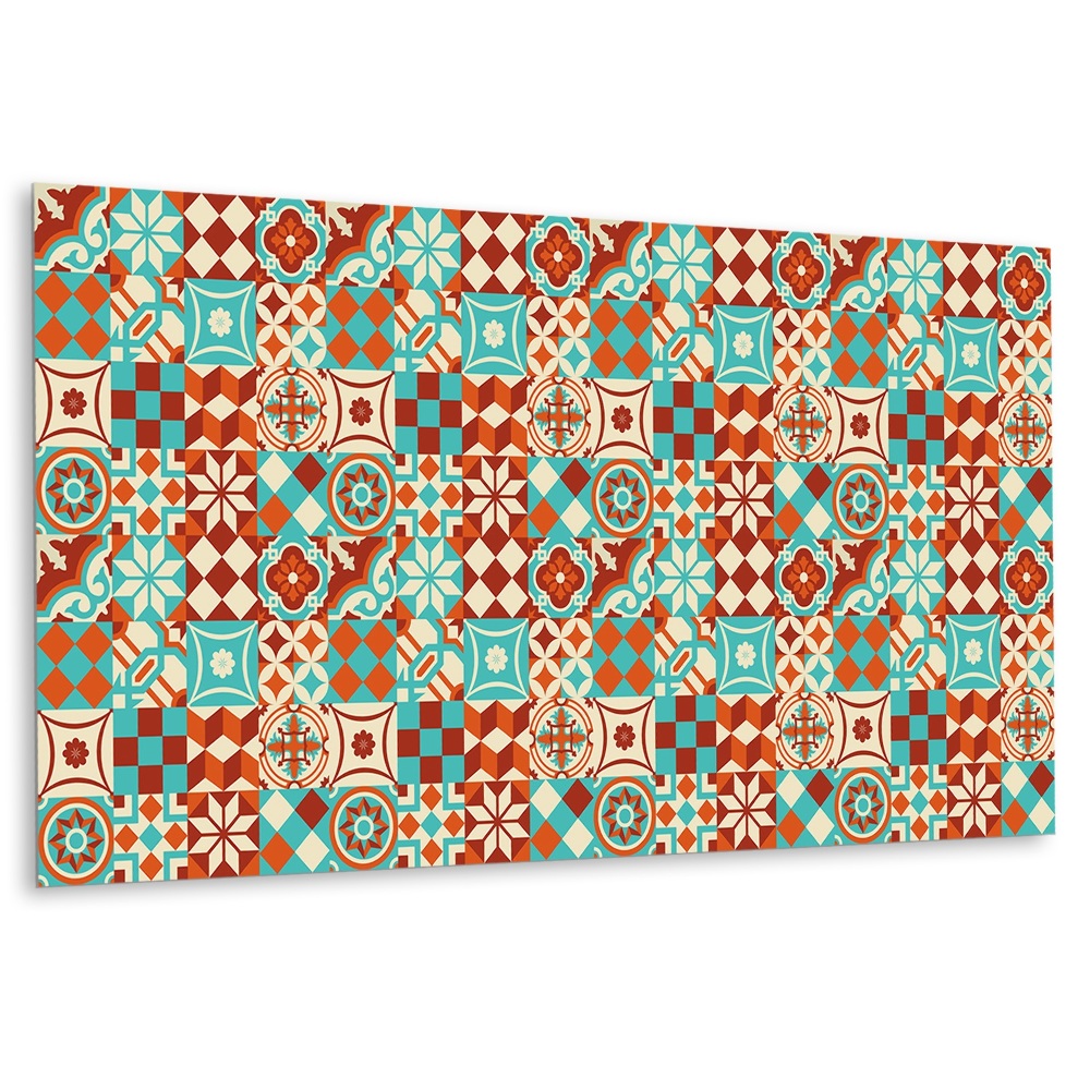 Obkladový panel pvc Tyrkysový a oranžový mozaikový motiv