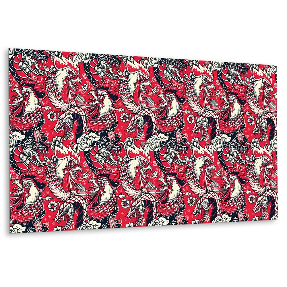 Panel na zeď Motiv tetování kohouta a draka