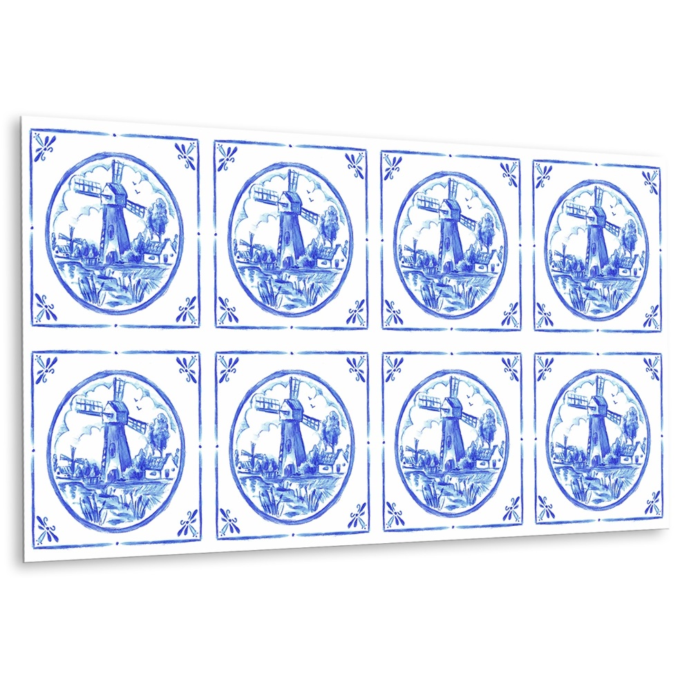 Vinylový nástěnný panel Mlýn nad vodou v modrém stínu